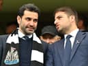 Newcastle United co-owner Jamie Reuben and Mehrdad Ghodoussi.  (Photo by JUSTIN TALLIS/AFP via Getty Images)