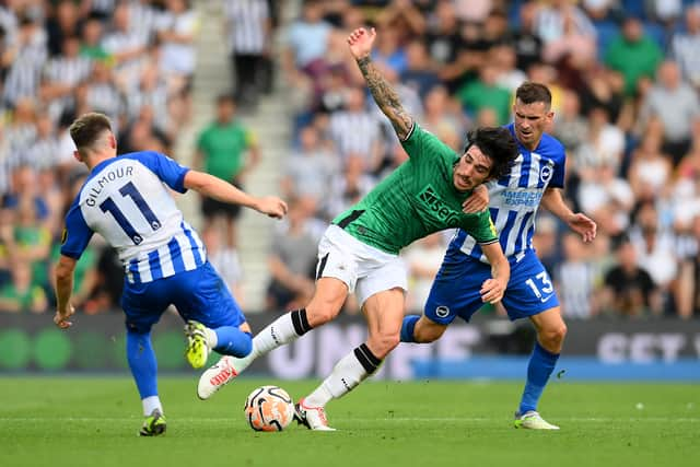 Sandro Tonali in action against Brighton.  