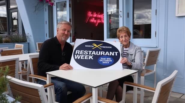 Mark Deakin and Dame Norma Redfearn launch North Tyneside Restaurant Week.
