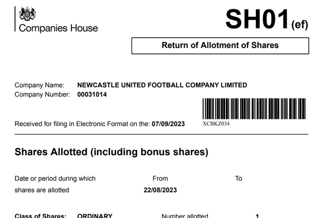 The Newcastle United Companies House Update. 