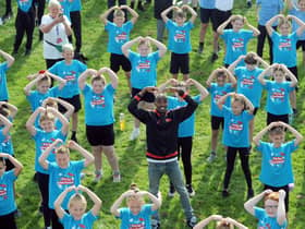 Sir Mo Farah joined children in South Tyneside for the ‘Fit for the Finish’ fun run.