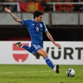 Sandro Tonali in action for Italy against North Macedonia.