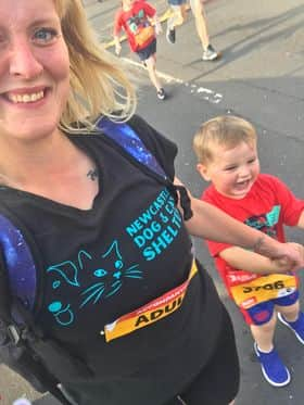 Jesse taking on the run with his mum LaurenCredit: Lauren Davis