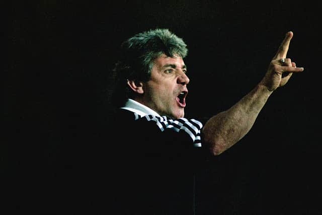 Newcastle United mananger Kevin Keegan reacts during the 2-1 Premier League defeat to Blackburn Rovers at Ewood Park on April 8, 1996 in Blackburn, England.  (Photo by Stu Forster/Allsport/Getty Images)