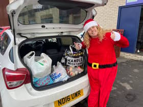 Angie Comerford with donations last ChristmasCredit: Hebburn Helps