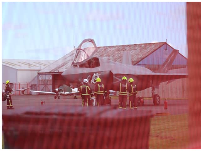 Mystery as F-35 jet spotted at UK airport - diverting from carrier. (Photo: Joel Bland - @JoelBlandSport on X) 