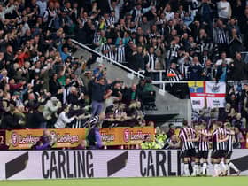 Newcastle United celebrate scoring Callum Wilson’s goal in the 1-0 win over Brentford on Saturday  (Photo by George Wood/Getty Images)