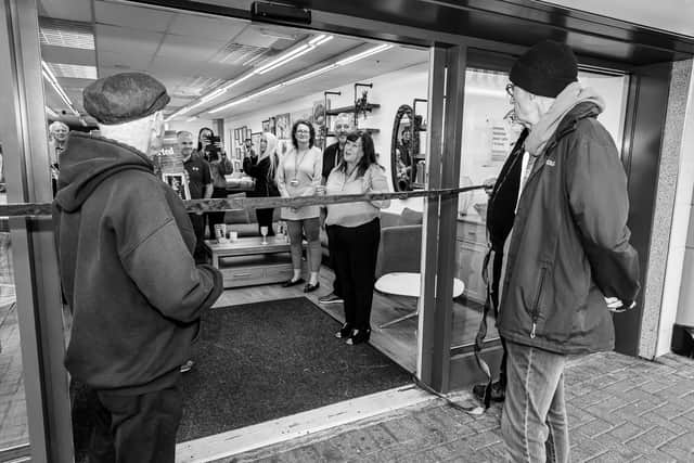 Lindisfarne's Billy Mitchell (left) and Ray Laidlaw preparing to open Emmaus North East's new flagship store in Jarrow. Credit - Paul Alexander Knox