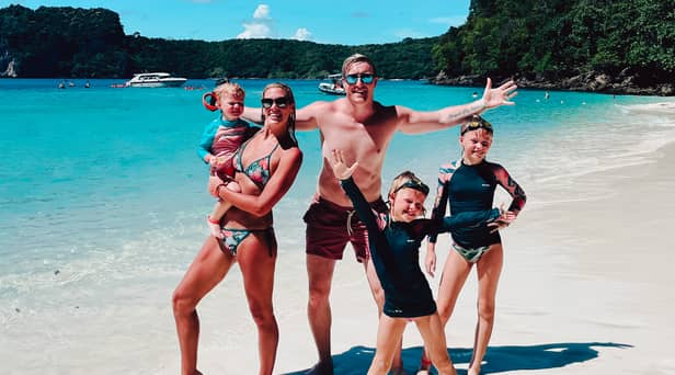 Chris and Tamira sold their house in May and have been travelling in south east Asia with their daughters Olivia, Scarlett and Bella.