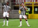 Sandro Tonali of Newcastle United applauds the fans after being substituted during the UEFA Champions League Group F match between AC Milan and Newcastle United FC at Stadio Giuseppe Meazza on September 19, 2023 in Milan, Italy. (Photo by Marco Luzzani/Getty Images)