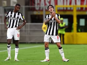 Sandro Tonali of Newcastle United applauds the fans after being substituted during the UEFA Champions League Group F match between AC Milan and Newcastle United FC at Stadio Giuseppe Meazza on September 19, 2023 in Milan, Italy. (Photo by Marco Luzzani/Getty Images)