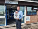 Headteacher Peter Bennett with the new medical equipmentCredit: Mortimer Primary School
