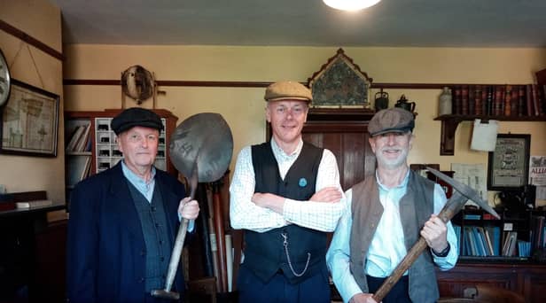 Retired Metro drivers Bob Blackburn, Michael Bushby and Ian Jefferson pictured at Beamish Museum in Country Durham.