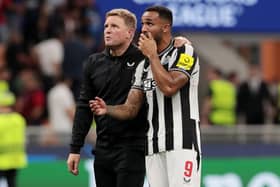 Newcastle United head coach Eddie Howe and striker Callum Wilson. (Photo by Emilio Andreoli/Getty Images)