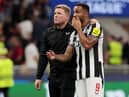 Newcastle United head coach Eddie Howe and striker Callum Wilson. (Photo by Emilio Andreoli/Getty Images)