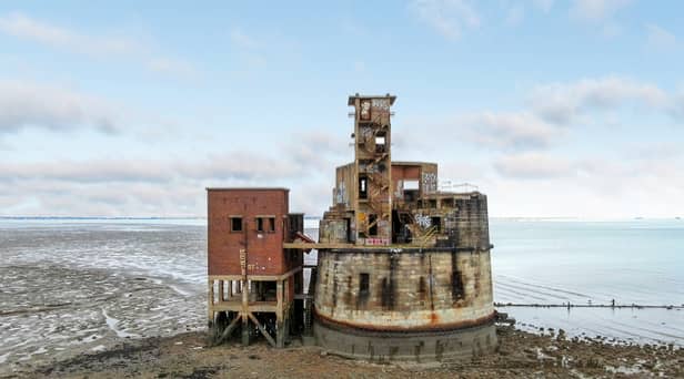 No1 The Thames, a 168-year-old gun tower, in the mouth of the River Thames in Kent (SWNS)