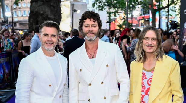 Take That (L-R) Gary Barlow, Howard Donald and Mark Owen  (Photo by Gareth Cattermole/Getty Images)