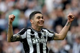 Miguel Almiron celebrates scoring for Newcastle United.  