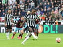 Alexander Isak of Newcastle United scores the team’s second goal from a penalty during the Premier League match between Newcastle United and Burnley FC at St. James Park on September 30, 2023 in Newcastle upon Tyne, England. (Photo by Nigel Roddis/Getty Images)