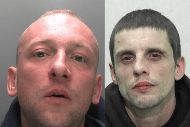 Hagan Swann (left) and Carl Beadle are wanted in connection with a robbery and a burglary. Photo: Northumbria Police.