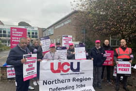 Staff on strike at Tyne Coast College, South Shields