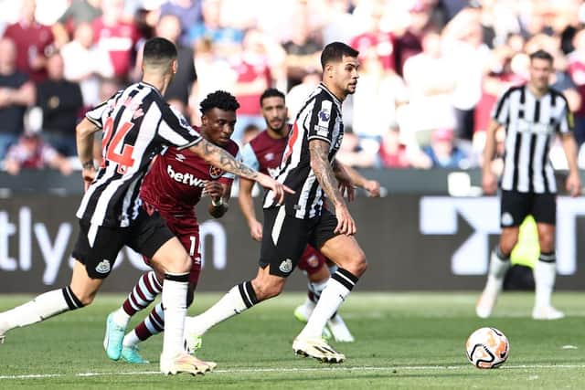 Newcastle United midfielder Bruno Guimaraes. (Photo by HENRY NICHOLLS/AFP via Getty Images)