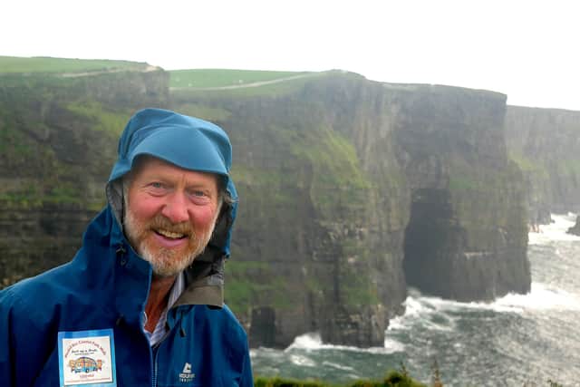 Brian Burnie at the Cliffs of Moher, County Clare, on his epic 7,000 mile walk around the coast of Great Britain and Ireland.