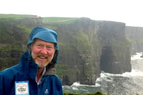 Brian Burnie at the Cliffs of Moher, County Clare, on his epic 7,000 mile walk around the coast of Great Britain and Ireland.