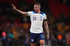 Kalvin Phillips of England reacts during the international friendly match between England and Australia at Wembley Stadium on October 13, 2023 in London, England. (Photo by Ryan Pierse/Getty Images)