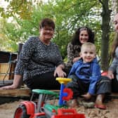 Cllr Jane Carter, with Sarah Minhinnett, Sarah’s son Sean and nursery manager Emma Hartley. Photo: South Tyneside Council.
