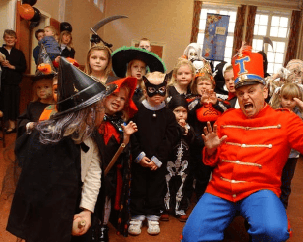 Tommy the Trumpeter gets a fright from these brilliant Halloween-loving children at Westoe Methodist Church toddlers group in 2003. Photo: Shields Gazette