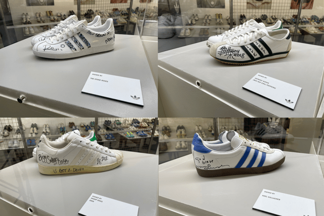 The exhibition features multiple pairs of signed shoes. Photo: National World.