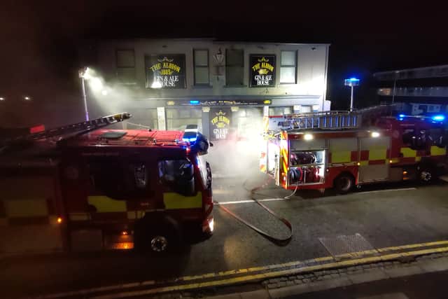Fire crews were called to the Albion Gin & Ale House during the early hours of October 31. Photo: Brian Ronald.