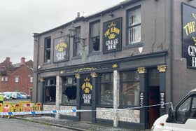 The aftermath of the fire at the Albion Gin & Ale House in Jarrow.