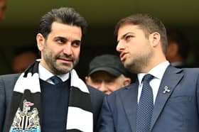 Newcastle United co-owners Mehrdad Ghodoussi and Jamie Reuben. (Photo by JUSTIN TALLIS/AFP via Getty Images)