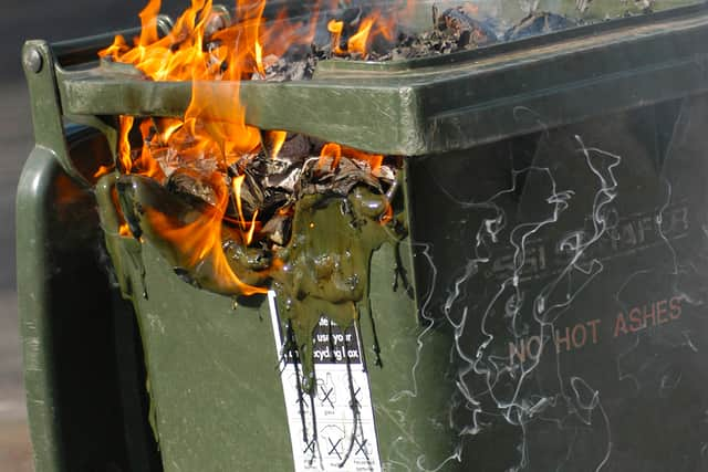 Wheelie bin fire attended by TWFRS