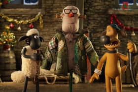 Bitzer and Shaun aim to repair the jacket using various objects they can find on the farm (Barbour)