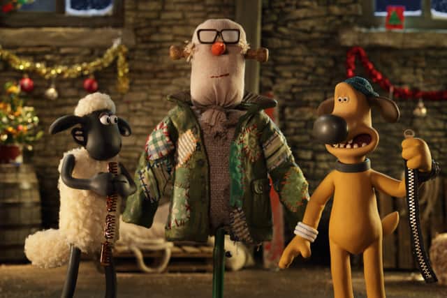 Bitzer and Shaun aim to repair the jacket using various objects they can find on the farm (Barbour)