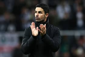 Mikel Arteta, Manager of Arsenal, applauds the fans following the team's defeat during the Premier League match between Newcastle United and Arsenal FC at St. James Park on November 04, 2023 in Newcastle upon Tyne, England. (Photo by Ian MacNicol/Getty Images)