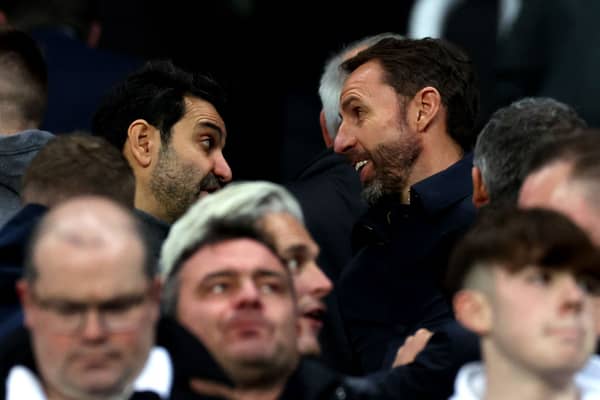  Mehrdad Ghodoussi Co-Owner of Newcastle United talks to Gareth Southgate, Manager of England during the Premier League match between Newcastle United and Arsenal FC at St. James Park on November 04, 2023 in Newcastle upon Tyne, England. (Photo by Ian MacNicol/Getty Images)