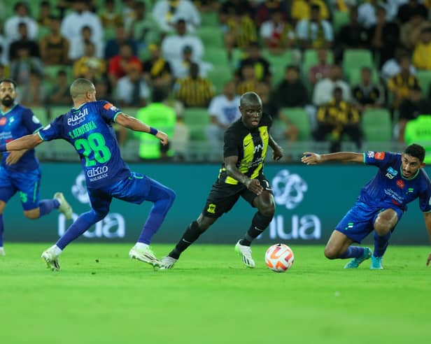 N'Golo Kante playing for Al Ittihad in the Saudi Pro League. 