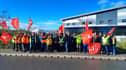Kim McGuinness and Blaydon MP Liz Twist with striking Go North East workers. Photo: Other 3rd Party.