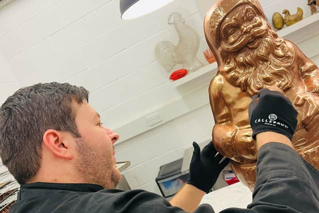 Kevin making the 10kg Chocolate Santa