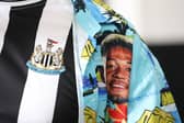 A Hawaiian shirt featuring the face of Joelinton of Newcastle United is seen prior to the Premier League match between Newcastle United and Aston Villa at St. James Park on August 12, 2023 in Newcastle upon Tyne, England. (Photo by George Wood/Getty Images)