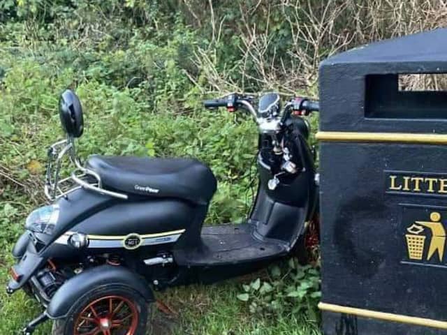 The scooter has been left damaged