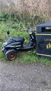 The scooter has been left damaged