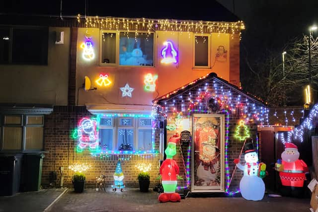 Katie and Nathan's house lit up for Christmas