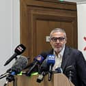 Professor Ghassan Abu-Sittah addresses journalists in London