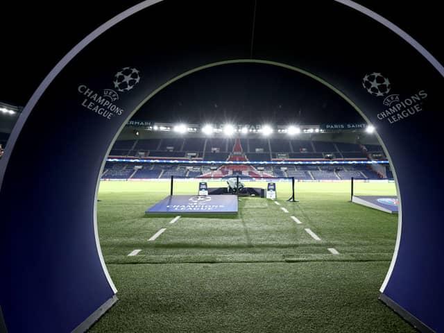 The Parc des Princes stadium is pictured through the players exit tunnel before the UEFA Champions League 1st round, day 5, Group F football match between Paris Saint-Germain (PSG) and Newcastle United on November 28, 2023 in Paris. Football: (Photo by FRANCK FIFE / AFP) (Photo by FRANCK FIFE/AFP via Getty Images)