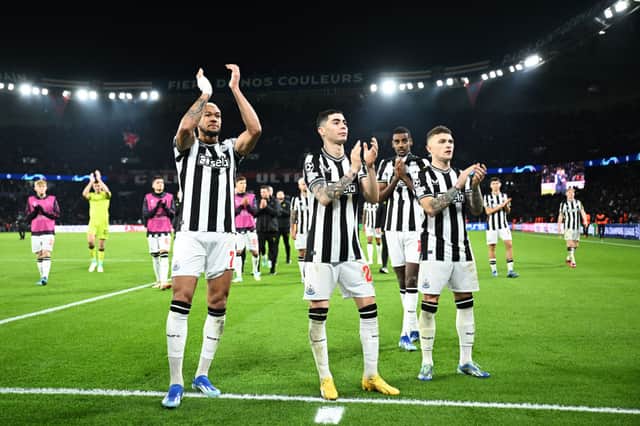 Newcastle United players at full time after the 1-1 draw v PSG.